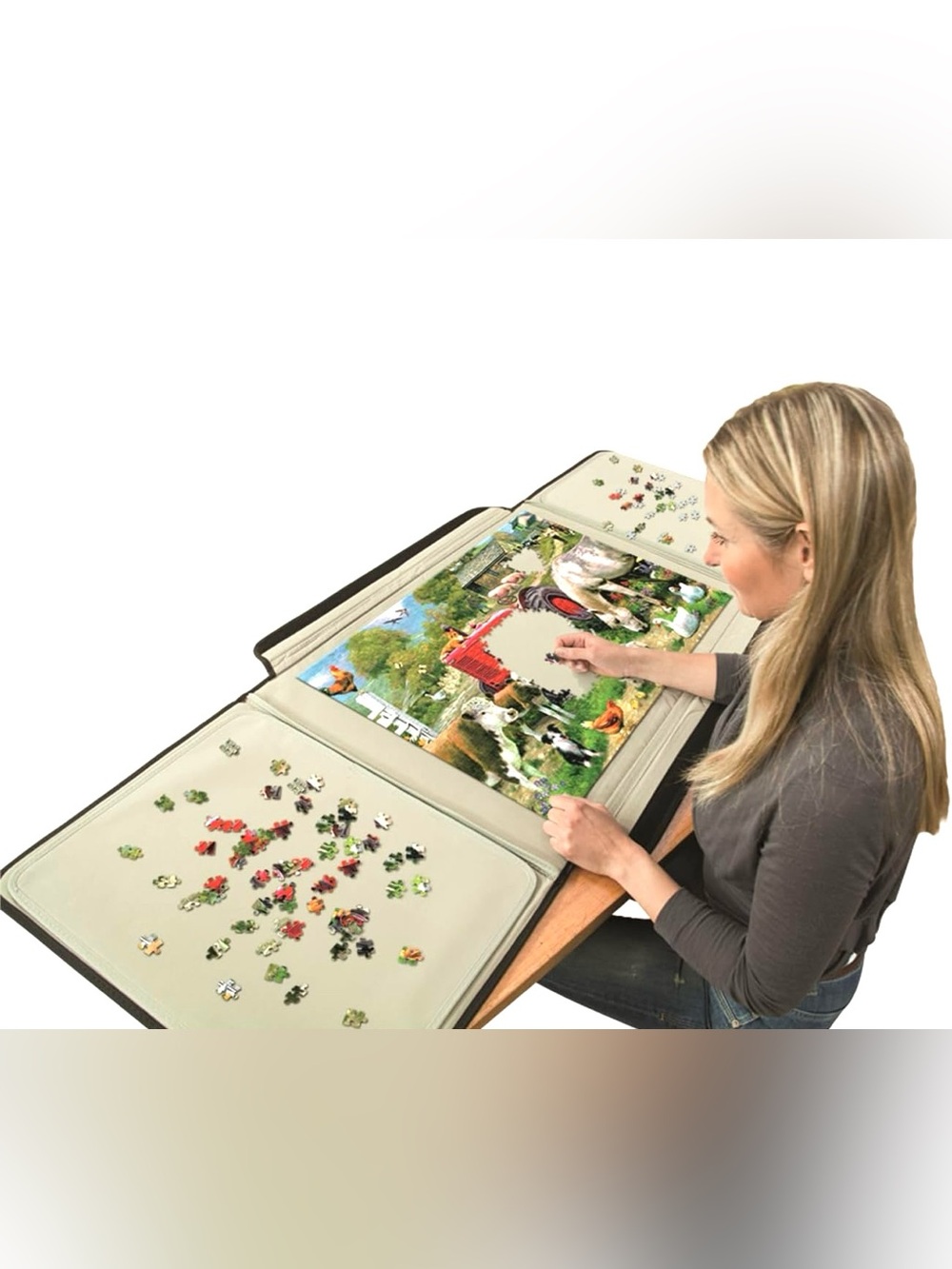 Jumbo Portapuzzle Comfort - Portable Non-Slip Felt Jigsaw Board for 500-1000 Pcs
